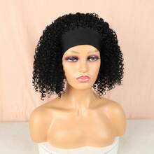 Afro Curly Hair Wig With Hair Tie, Women's Breathable Wig Design, LINDEZA+WIG CAP 1B#/Black - 1B - 查看 9