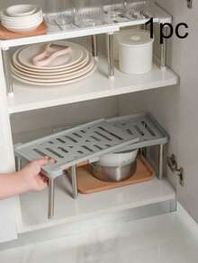 Estantería organizadora de cocina expandible, estante de almacenamiento desmontable y ajustable, estante de almacenamiento multifuncional debajo del fregadero, estante de gabinete, estante de armario, estante de baño, estantería compacta y ajustable para ahorrar espacio, adecuada para cocina, sala de estar, dormitorio, organización del hogar, estilo minimalista - Multicolor - Ver 2