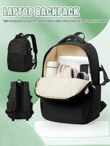 Minimalist Fashion Student Backpack, Solid Color Large Capacity Laptop Bag, Fits 14-15.6 Inch Laptop, Multifunctional Bag, Business, For Men - Multicolor - View 5