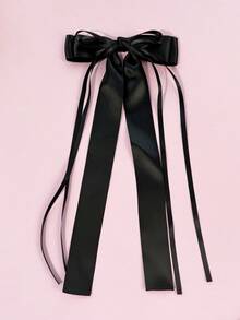 1pc Women's Smooth Satin Multi-Layer Long Ribbon Bow Hair Clip, Solid Color Versatile, Suitable For Daily Wear,Clips For Hair - Multicolor - View 14