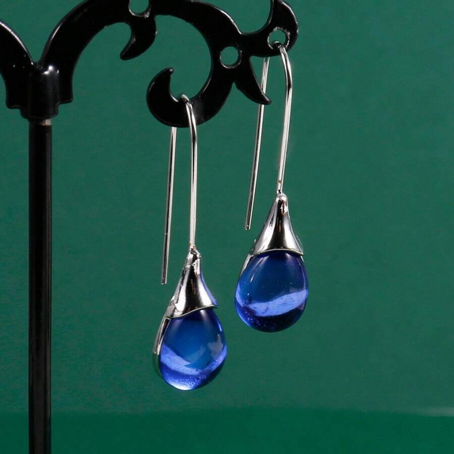 Minimalist Fashionable Multi-Color Water Drop Pendant Earrings, Exquisite Elegant Jewelry Accessories For Women, Holiday Gift - Grey - View 1