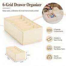 1/3/6pcs Socks And Underwear Drawer Organizer, Non-Woven Fabric Foldable Wardrobe Storage Box, Suitable For Storing Clothes, Socks, Underwear, Ties, Belts, Bedroom Supplies,Dorm Room,Bedroom Room Decor,Back To School - White - View 3