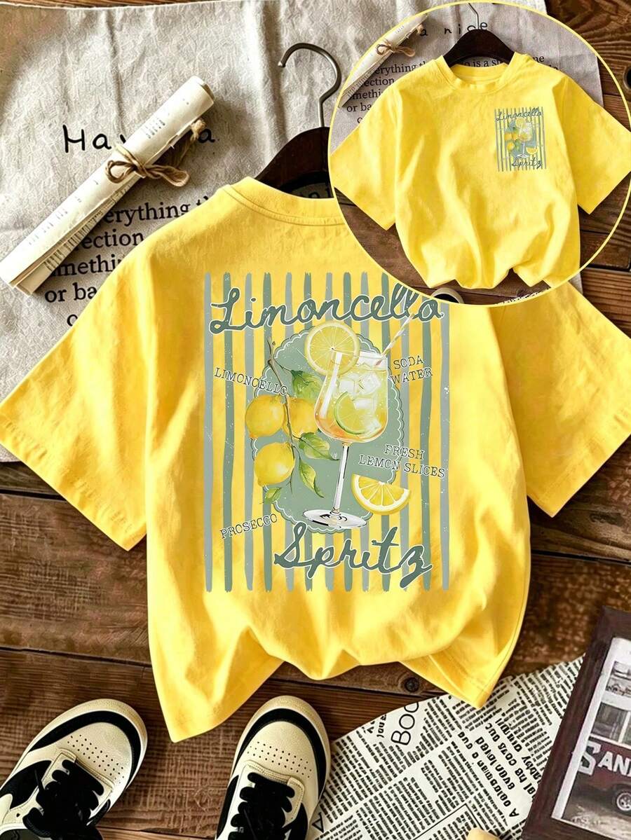 Holidaya Limoncello T-Shirt, Amalfi Coast Italy Lemons T-Shirt - 黃色 - 查看 1