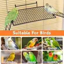 Stainless Steel Minimalist Bird Cage Perch Platform With Ladder, Hanging Parrot Play And Standing Platform, Multi-Functional Bird Climbing Frame And Feeding Platform, Bird Playground, Bird Training And Exercise Area, Small Hamster Cage Platform, Small Pet Play House, Multiple Models With Stainless Steel Material Durable And Resistant To Damage, Suitable For Parrots, Lovebirds And All Birds And Small Pet Cages - Black - View 3