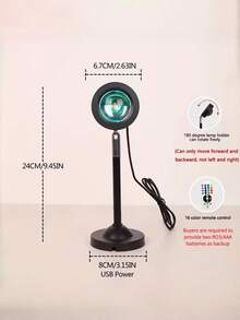 Lampu Senja dengan Kontrol Jarak Jauh 16 Warna, Colokan USB, Lampu Malam Proyektor yang Dapat Diputar 180°, Lampu Suasana Estetis untuk Dekorasi Kamar Tidur & Latar Belakang Selfie, Remote Membutuhkan 2 Baterai AAA (Tidak Termasuk) - sambungan universal baja RGB - View 12