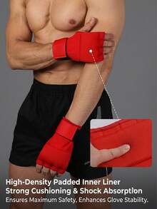 Long Boxing Bandages, Unisex, With Thick Elastic Lining To Protect Hands, Suitable For Muay Thai, MMA, Kickboxing, Martial Arts And Boxing Training - Multicolor - View 2