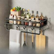 Wall Mounted Kitchen Racks - 40cm ブラック - チェックする 12