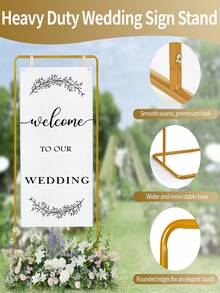 2pcs/Set Wedding Sign Holder, Adjustable "Welcome To Our" Wedding Sign Holder + Wedding Welcome Banner/Standard Ceremony Banner, Wedding Seating Chart Holder, Perfect For Birthday Party And Holiday Party Decoration - Multicolor 2 - View 2