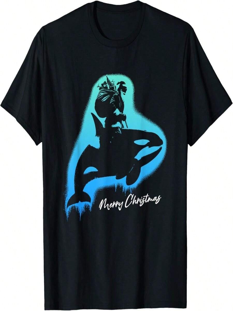Santa Claus Riding An Orca - Funny T-Shirt For Orca Christmas Lovers - 黑色 - 查看 1