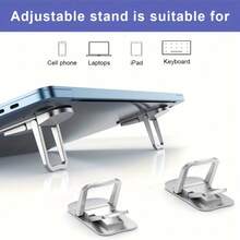 2pcs Mini Foldable Laptop Stand, Self-Adhesive Invisible Laptop Riser, Adjustable Laptop And Keyboard Lift, 2 Viewing Angles, Portable Ergonomic Desk Accessory - Multicolor - View 3