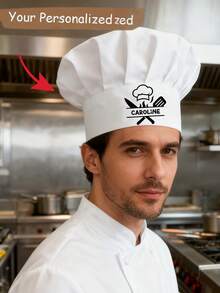 Customized Name Chef Hat, Dust-Proof Hat, Chef Hat Pattern, Adjustable Kitchen Cooking Hat, Suitable For Bakery, Cafe, Dessert Shop, Restaurant, Kitchen Work Hat - Multicolor - View 4