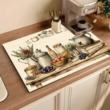 1pc Absorbent Drying Mat, Kitchen Decor Coffee Machine Mat, Handmade Coffee Pot Drip Tray, Kitchen Floor Mat, Table Mat, Kitchen Countertop Dish Drying Mat, Breakfast Mat, Heat-Resistant Drip Tray With Non-Slip Backing, Diatomaceous Earth Drip Tray, Stain-Hiding, Super Absorbent Kitchen Drip Tray, Easy-To-Clean Dish Rack Mat, Perfect For Kitchen, Dining Table, Coffee Shop, Bar, Holiday, Party, Home Decor, Holiday Gift - Multicolor - View 1