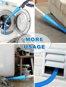 Third-Gen Extendable Vacuum Extension Hose Made Of Sturdy Plastic. Flexible Stretchable Tube Reaches Tight Corners To Remove Lint & Debris, Compatible With Most Vacuums As Household Cleaning Accessory. - الأزرق - مشاهدة 8