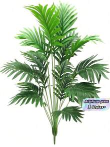 Planta artificial grande de 120 cm, palmera simulada, hojas de palma tropical, planta de palma artificial, árbol alto, hojas de mango de plástico con tacto realista para interiores, adecuado para decoración del hogar, cocina, exterior, oficina (maceta no incluida) - Verde - Ver 7