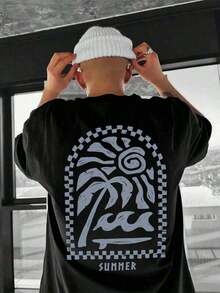 Zrgoth Men's Short Sleeve T-Shirt, Casual, Versatile, Minimalist Style, With Japanese Crane Print - 軍綠色 - 查看 1