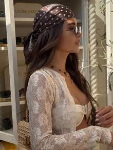 1 chiếc khăn trùm đầu/khăn quàng cổ nữ kiểu dáng thường ngày, họa tiết Paisley, phong cách Bohemian, phù hợp cho công sở, trường học, kỳ nghỉ biển, có thể phối cùng kính mắt, bông tai, vòng cổ. - Cà phê nâu - Xem 2