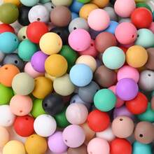 50pcs Mixed-color Silicone Beads, Abacus Beads, Round & Flat Loose Beads - Multicolor - View 8