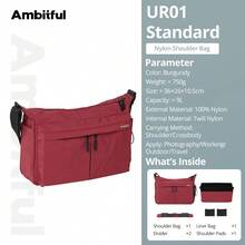 Ambitful UR01 可拆卸內層相機斜背包,多口袋尼龍肩背包,適用於單反無反相機鏡頭,日常旅行戶外攝影 - 查看 15