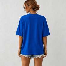 G Studio Women's T-Shirt Kawaii Elephant Design Fashion Aesthetic For Mom And Kids Oversize - T01-藍色 - 查看 2