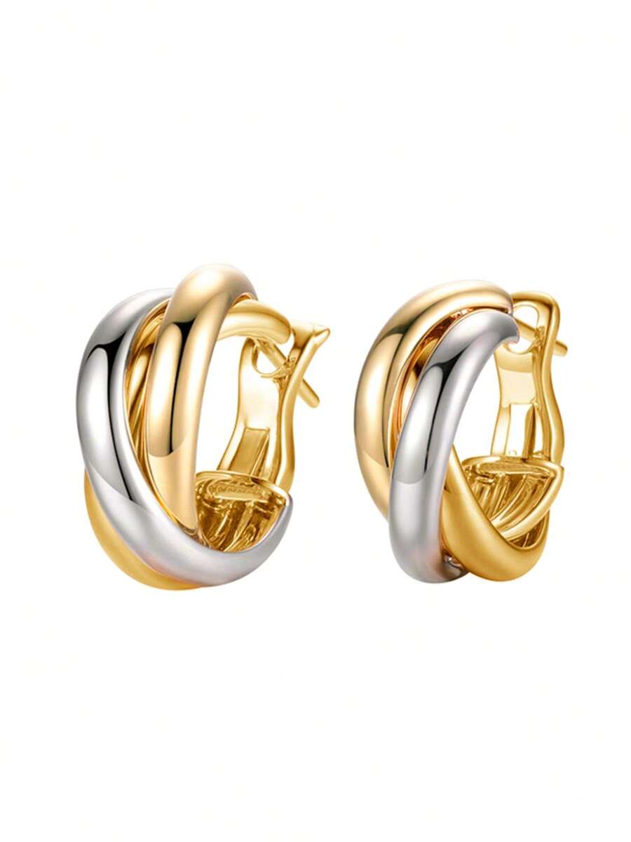 1 par de pendientes de aro de moda para mujeres, adecuados para fiestas, compromisos, aniversarios, regalos del Día de San Valentín - 1# - View 1