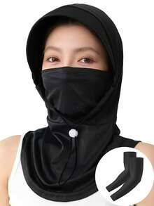 1 buah Masker Pelindung Matahari Unisex, Topi Matahari Musim Panas Terintegrasi, Penutup Wajah Penuh dari Sutra Es Bernapas, Pelindung Leher untuk Mengemudi dan Bersepeda, Cocok untuk Aktivitas Sehari-hari, Belanja, Perjalanan, Perlindungan Matahari, dll. - G - View 2