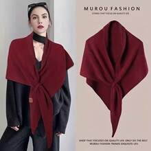 Chal triangular versátil para mujer occidental, lana cálida, otoño invierno, nuevo bufanda exterior, chal decorativo, estilo versátil - Gris - Ver 10