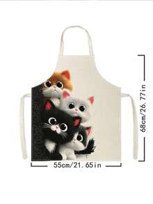 1 pieza, Delantal de poliéster con estampado de gatitos, pandas y hámsters lindos, perfecto para cocinar, hornear y jardinería – ideal para usar en la cocina y el comedor. - Multicolor - Ver 12