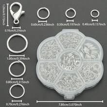 800pcs/Box Includes 12mm Lobster Clasps And Various Sizes Jump Rings, Suitable For Handmade Braided DIY Jewelry Accessories, Jewelry Clasps, Open Jump Rings, Bracelets, Necklaces, Anklets, Bag Charms, Keychains, Beaded Connecting Rings, Jewelry Making Materials, DIY Jewelry Making Parts - 50 Lobster Clips + 750 Multi-size Jump Rings - View 8