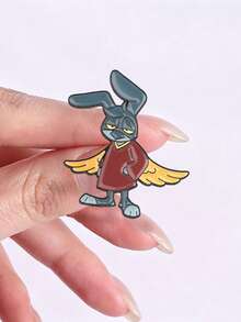Pin de esmalte de conejo de dibujos animados clásico vintage, con alas de ángel y patrón de conejo, accesorio de moda, regalo ideal para amigos. - Multicolor - Ver 7