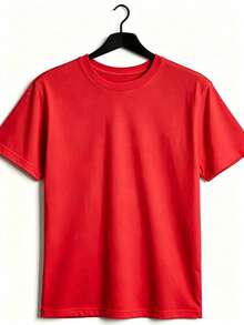 Mujer camiseta casual con estampado de personaje animado, tela suave, diseño holgado, cuello redondo, manga corta, primavera‑verano, uso diario, playera, chic. - Rojo - Ver 2