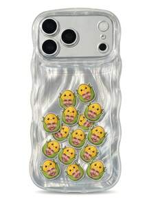 1pc Funny Custom Face Rattle Phone Case, ABS Plastic Clear Wavy Shell & Acrylic Corn Shaped Floating Portrait Pieces, Shakeable Novelty Design, Creative Birthday Gift For Friends - Multicolor - View 3