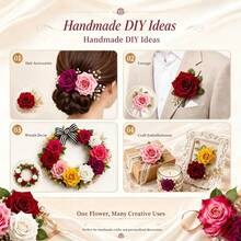Large Velvet-Textured Artificial Rose Flower Head, DIY Handmade Fake Flower, Hair Accessory Pin Flower, Wedding Decoration Flower - Multicolor - View 9