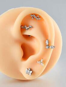 1 chiếc khuyên môi Snowflower G23 bằng titan nguyên chất 16G ren trong, đính đá CZ/Opal dáng marquise, khuyên tai helix, tragus, sụn, trang sức xỏ khuyên cơ thể - Như thể hiện trong hình ảnh - Xem 4