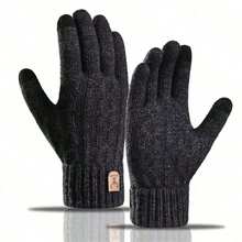 1 Pair Cotton Winter Gloves, Touchscreen Fleece Knit Gloves, Sensitive Touch Waterproof Windproof Touchscreen Gloves - Multicolor - View 15