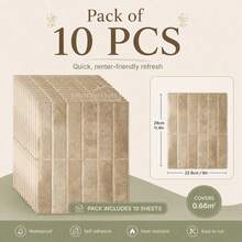 shiny home 1/10/30pcs 3D Self-Adhesive Tiles, Self-Adhesive Wall Panels Suitable For Kitchen Backsplash And Bathroom, Waterproof Easy To Clean DIY Decoration - Beige - View 13