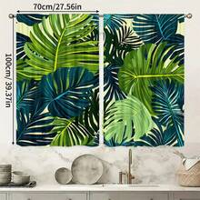 2pcs High-Definition Digital Nordic Tropical Monstera Leaf Print Decorative Curtains, Polyester Material, Easy To Install, Rod Pocket Hanging, Semi-Transparent Privacy Protection, Machine Washable And Hand Washable, Tropical Rainforest Style Living Room Bedroom Curtains, Suitable For Bedroom, Office, Kitchen, Living Room, Study, Home Decor. - Multicolor - View 13