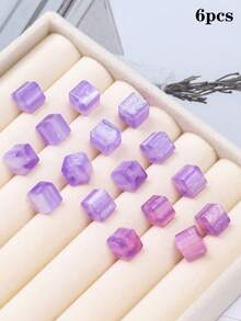 6pcs 8mm UV Sensitive Color-Changing Resin Square Loose Beads, High Transparency Fine Glitter Gradient Beads, DIY Beading Material - Square Light-changing Gradient Beads - View 10