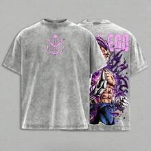 Camiseta de Anime Ultra, Despertar del Poder Púrpura, Estilo Vintage Lavado, Camiseta Gráfica Oversize de Streetwear de Anime, tops joke 67 shirt, ropa silverfish, rega - Gris Oscuro - Ver 1