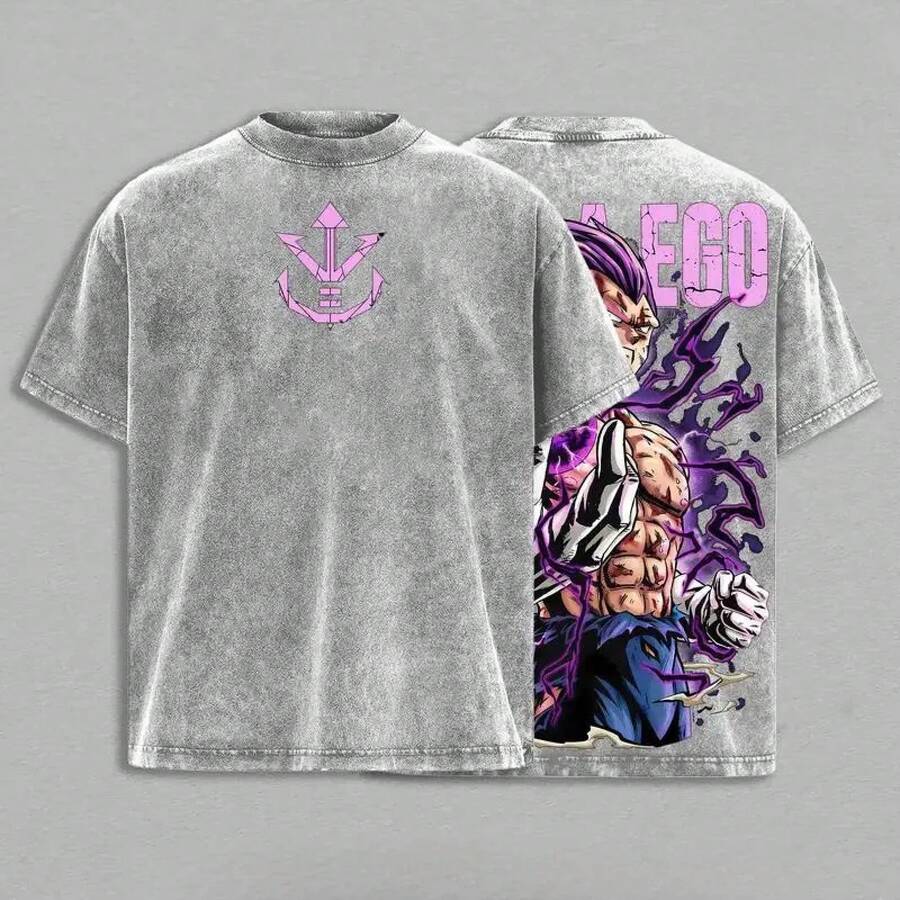 Camiseta de Anime Ultra, Despertar del Poder Púrpura, Estilo Vintage Lavado, Camiseta Gráfica Oversize de Streetwear de Anime, tops joke 67 shirt, ropa silverfish, rega - Gris Oscuro - Ver 1