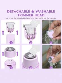 LCD Multi-Function Dual-Head Stainless Steel Blade Type-C Rechargeable IPX7 Waterproof Portable Painless Electric Body Hair Trimmer For Men And Women, Suitable For Underarms, Bikini Area, Legs, Daily Personal Grooming, Halloween Gift - Multicolor - View 10