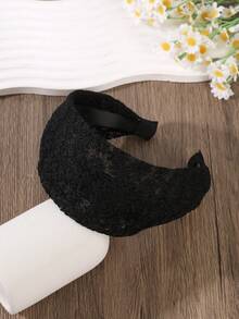 1Pc French Vintage Lace Headband, Wide Hollow-Out Floral Headband, Suitable For Daily/Date Hairband - Multicolor - View 8