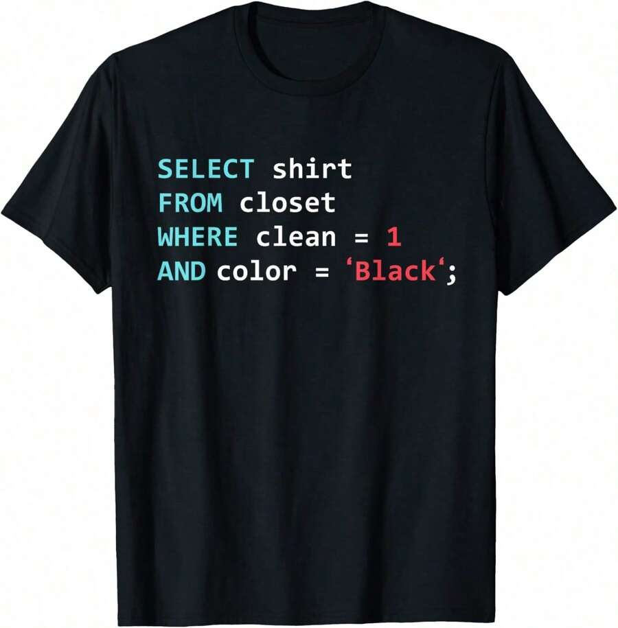 SQL Programmer Query Geek Database Coding T-Shirt - Black - View 1