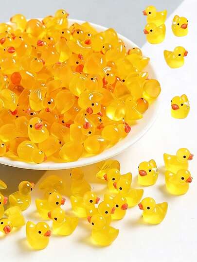 100/50/20/10/1pc Glow-In-The-Dark Mini Duck Figurines, Luminous Resin Duck Ornaments, Micro Landscape Garden Dollhouse Cake Decoration, Potted Plant DIY Handmade Decor, Children's Room Decoration, Birthday Party Decoration Gift