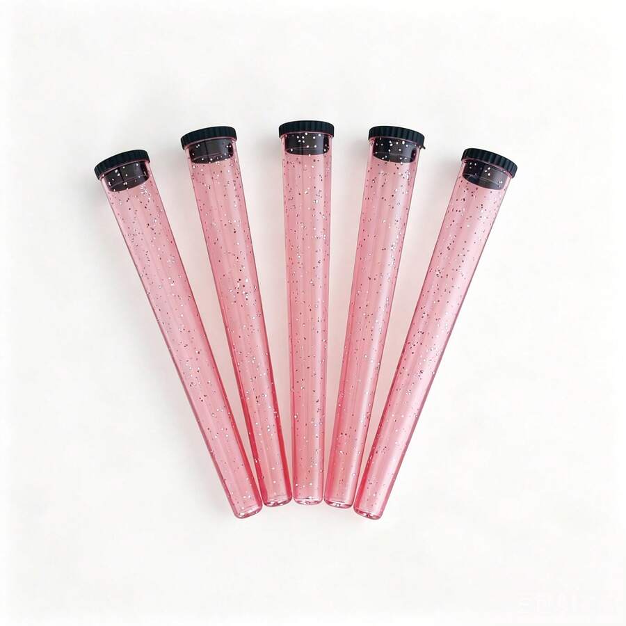 1pc Pink Glitter Transparent Cigarette Tube, Popular Portable Single Cigarette Storage Tube For Outdoor Use, Sealed Waterproof Storage Tube For Cigarette Enthusiasts, Perfect Gift For Girlfriend! - 1 - View 1