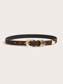 1pc Bohemian Western Style Women's Belt, Blue Belts, BOHO Belts, Rodeo, Cowgirls, Western Belts, Belt For Women, Y2K Belts, Vintage Casual Minimalist Color Asymmetrical Buckle Brown Belt, Match With Pants, Shirts, Sweaters, Coats, Party, Daily Commute, Holiday Gift, Birthday Gift, Music Festival - Brown - View 4