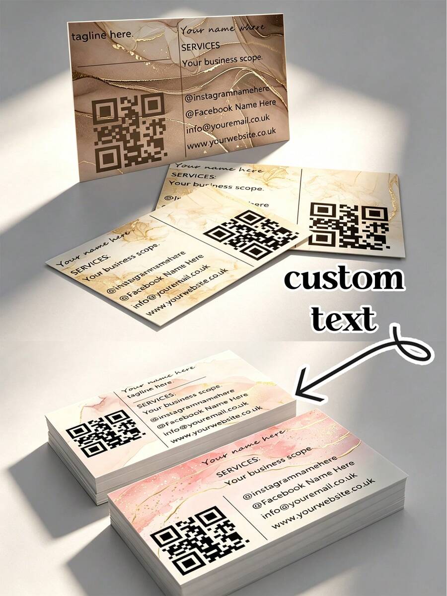 客製化優雅名片,可個性化姓名、聯絡資訊與 QR Code,頂級耐用卡紙,現代簡約設計,適用於社交拓展、企業禮品、邀請函與感謝卡 - 客製化名片 - 查看 1