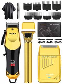 HIENA Professional Electric Hair Clipper Set Of 3pcs, Suitable For Beard And Hair Trimming, Wireless Design, Supports USB Charging, Multi-Purpose Gold Set For Home Or Travel - An Ideal Gift For Men On Father's Day, Suitable For Daily Beauty Occasions - View 12