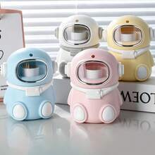 1pc New Astronaut Automatic Pop-Up Toothpick Holder, Creative Cartoon Toothpick Tube For Home, Press To Dispense, Automatic Rebound Retrieval, Dust-Proof Sealed Anti-Dust, Thick And Durable, Rounded Edges For Hands, Cute Astronaut Design, Macaron Multi-Color Options - Multicolor - View 2