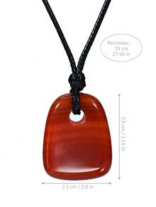 1pc Natural Red Agate Pendant Necklace Hand-Woven.Unisex Bohemian Vintage Style.Perfect For Everyday And Holidays Wear.Holiday/Birthday Presents - Multicolor - View 3