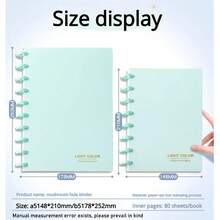 Minimalist Portable Detachable A5B5 Notebook With Ring Binding And Mushroom Clip For Work And Study, 1 Unit - Green - View 5